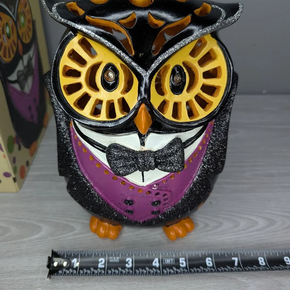 Cracker Barrel Halloween LED Color Changing Owl Decor NIB